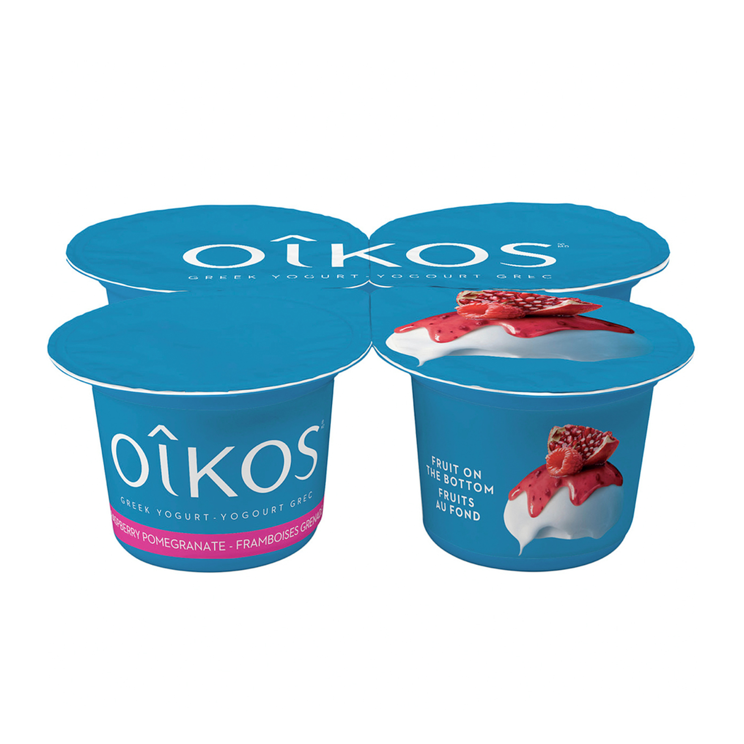 Greek Yogurt, Raspberry-Pomegramate Flavour, Fruit On Bottom, 2% M.F.,